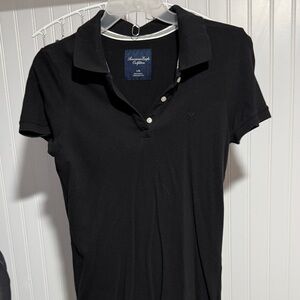 American Eagle Outfitters Black Short-Sleeve Polo